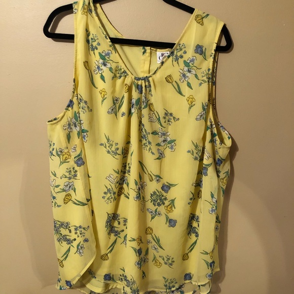 Yellow Floral Sleeveless Blouse - Picture 1 of 3